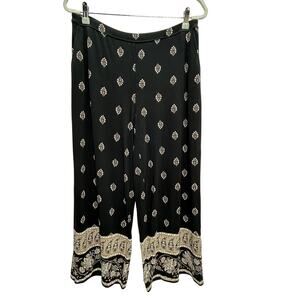 J Jill black pull on knit pants wide leg medium casual comfy